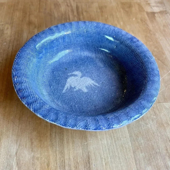 Beautiful Artisan Handmade Art Pottery 6” Bowl One Of A Kind Blue Crackle Bird - Picture 5 of 9
